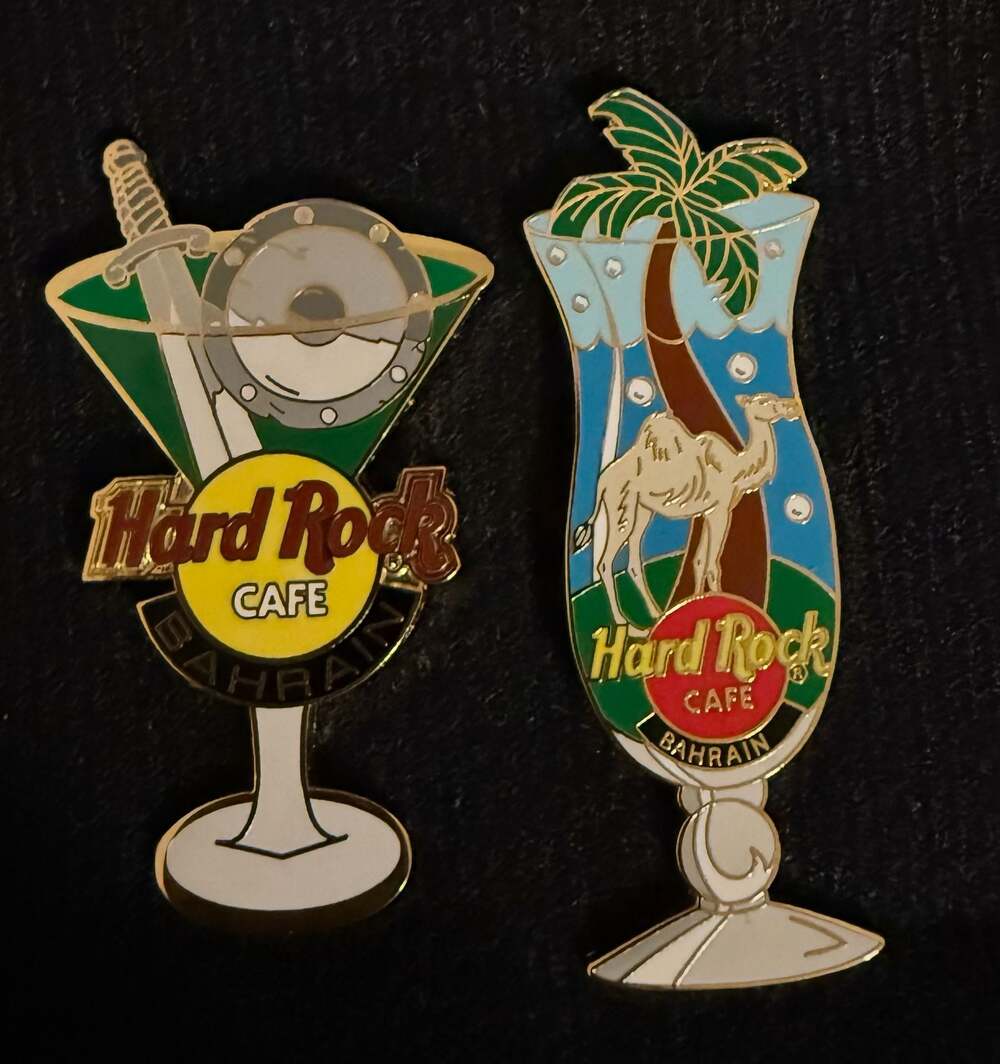 Hard Rock Cafe Bahrain Cocktail Glass Pins Set of 2